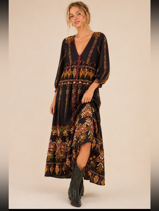 Free People Dresses & Skirts - Free People Moody Combo Foley Long Sleeve Maxi Dress Size XS 36812
